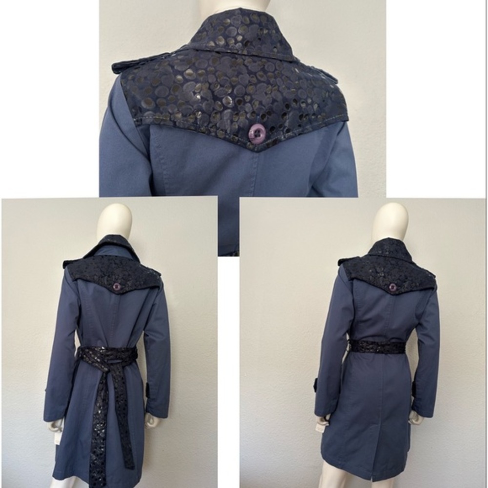 🔥SALE💥NWT WOMEN DOUBLE-BREASTED TRENCH COAT BELTED LINED JACKET IN DENIM - Picture 5 of 17